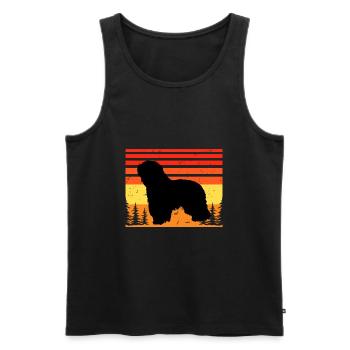 Cao Da Serra De Aires Hund Silhouette Retro Sonnenuntergang - Männer Premium Bio Tank Top - Schwarz - Vorne - AI Model Male 178 light (178cm)