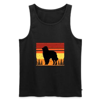 Carpathian Shepherd Dog Silhouette Retro Sunset - Men's Premium Organic Tank Top - black - Front - AI Model Male 178 light (178cm)