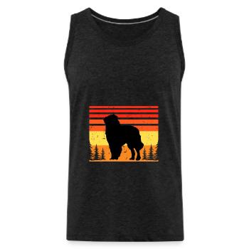 Carpathian Shepherd Dog Silhouette Retro Sunset - Men's Premium Organic Tank Top - charcoal grey - Front - Alexander (188cm)