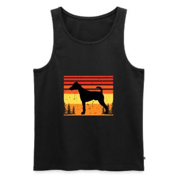 Fox Terrier Smooth Dog Silhouette Retro Sunset - Débardeur bio Premium Homme - noir - Devant - Michal (187cm)