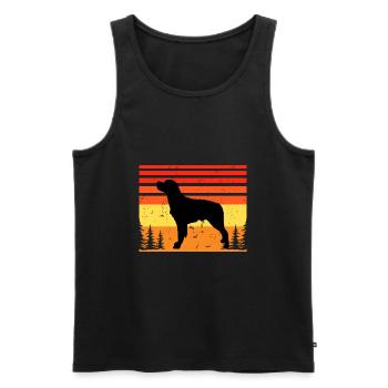 French Brittany Dog Love Silhouette Vintage Sunset - Men's Premium Organic Tank Top - black - Front - AI Model Male 178 light (178cm)