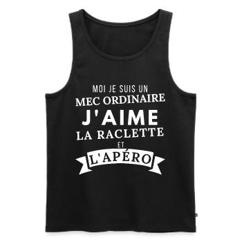 J'aime la raclette et l' apéro humour homme cadeau - Débardeur bio Premium Homme - noir - Devant - Michal (187cm)