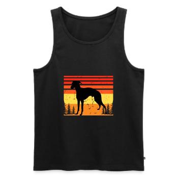 Italian Greyhound Dog Love Silhouette Retro Sunset - Men's Premium Organic Tank Top - black - Front - Michal (187cm)