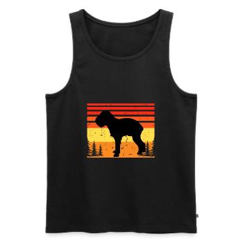 Griffon Bruxellois Dog Silhouette Retro Sunset - Men's Premium Organic Tank Top - black - Front - Michal (187cm)