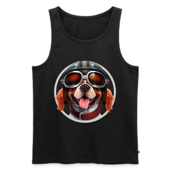 Biker Hund Motorrad Helm Motorradfahrer Kopf - Männer Premium Bio Tank Top - Schwarz - Vorne - Michal (187cm)