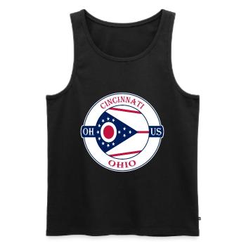 Cincinnati Ohio Flag USA Travel Souvenir Badge - Men's Premium Organic Tank Top - black - Front - Michal (187cm)