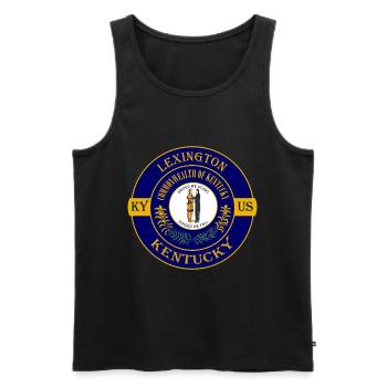 Lexington Kentucky Flagge USA Reise Souvenir Abzeichen - Männer Premium Bio Tank Top - Schwarz - Vorne - AI Model Male 178 light (178cm)