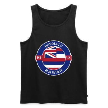 Honolulu Hawaii Flag USA Travel Souvenir Badge - Men's Premium Organic Tank Top - black - Front - Michal (187cm)