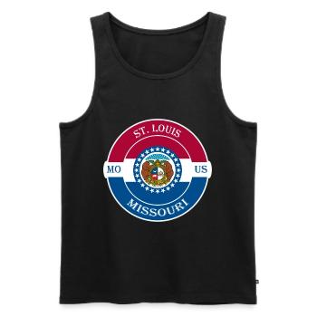St. Louis Missouri drapeau USA voyage souvenir badge - Débardeur bio Premium Homme - noir - Devant - Michal (187cm)