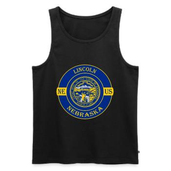 Lincoln Nebraska Flagge USA Reise Souvenir Abzeichen - Männer Premium Bio Tank Top - Schwarz - Vorne - Michal (187cm)