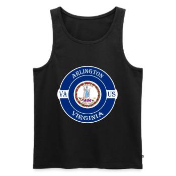 Arlington Virginia Flag USA Travel Souvenir Badge - Men's Premium Organic Tank Top - black - Front - AI Model Male 178 light (178cm)