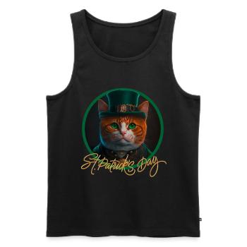 Chat de la Saint-Patrick - Débardeur bio Premium Homme - noir - Devant - AI Model Male 178 light (178cm)