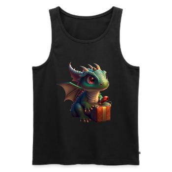 Bébé dragon avec cadeau - Débardeur bio Premium Homme - noir - Devant - Michal (187cm)