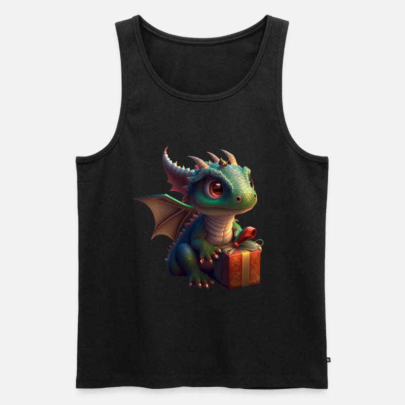 Babydrache mit Geschenk - Männer Premium Bio Tank Top - Schwarz