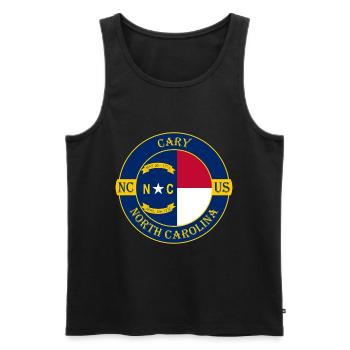 Cary North Carolina Flag USA Travel Souvenir Badge - Men's Premium Organic Tank Top - black - Front - AI Model Male 178 light (178cm)