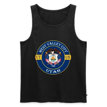 West Valley City Utah Flagge USA Souvenir Abzeichen - Männer Premium Bio Tank Top - Schwarz - Vorne - Michal (187cm)