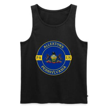 Allentown Pennsylvania Flag USA Souvenir Badge - Men's Premium Organic Tank Top - black - Front - Michal (187cm)