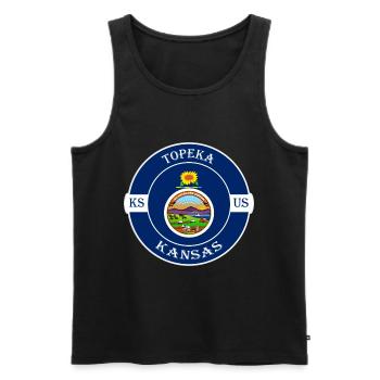 Topeka Kansas Flagge USA Reise Souvenir Abzeichen - Männer Premium Bio Tank Top - Schwarz - Vorne - AI Model Male 178 light (178cm)