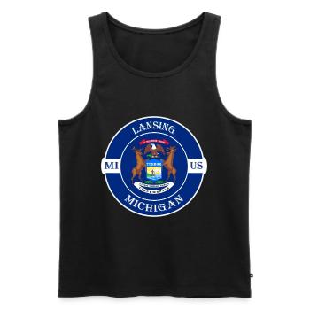Lansing Michigan Flag USA Travel Souvenir Badge - Débardeur bio Premium Homme - noir - Devant - Michal (187cm)