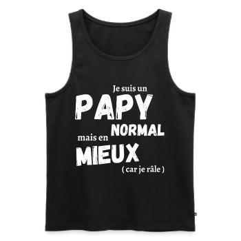 Je suis un papy normal humour grand-père cadeau - Débardeur bio Premium Homme - noir - Devant - AI Model Male 178 light (178cm)