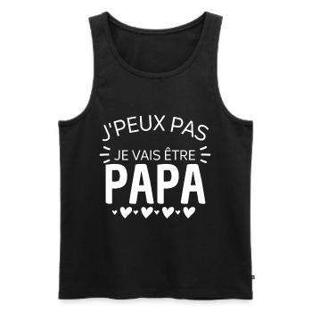 J'peux pas je vais être papa annonce naissance - Débardeur bio Premium Homme - noir - Devant - Michal (187cm)