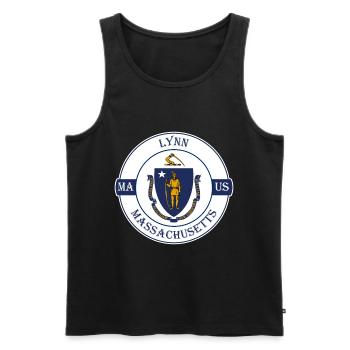 Lynn Massachusetts Flagge USA Reise Souvenir Abzeichen - Männer Premium Bio Tank Top - Schwarz - Vorne - Michal (187cm)