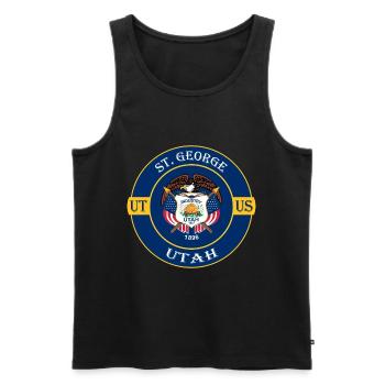 St. George Utah Flagge USA Reise Souvenir Abzeichen - Männer Premium Bio Tank Top - Schwarz - Vorne - Michal (187cm)