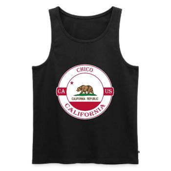 Chico California Flag USA Travel Souvenir Badge - Men's Premium Organic Tank Top - black - Front - AI Model Male 178 light (178cm)
