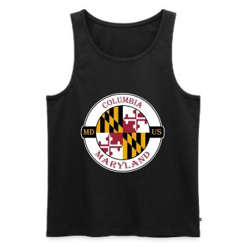 Columbia Maryland Flag USA Travel Souvenir Badge - Débardeur bio Premium Homme - noir - Devant - AI Model Male 178 light (178cm)