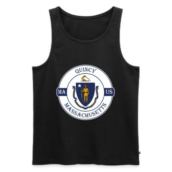 Quincy Massachusetts Flag USA Souvenir Badge - Débardeur bio Premium Homme - noir - Devant - Michal (187cm)