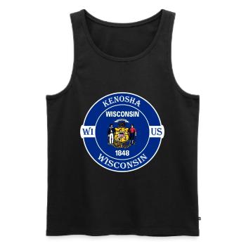 Kenosha Wisconsin Flagge USA Reise Souvenir Abzeichen - Männer Premium Bio Tank Top - Schwarz - Vorne - Michal (187cm)