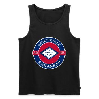 Fayetteville Arkansas Flag USA Souvenir Badge - Men's Premium Organic Tank Top - black - Front - Michal (187cm)