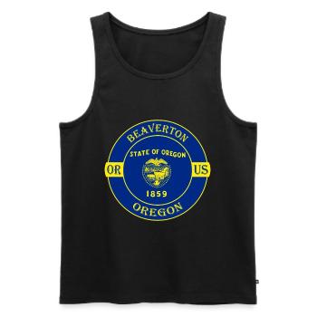 Beaverton Oregon Flagge USA Reise Souvenir Abzeichen - Männer Premium Bio Tank Top - Schwarz - Vorne - Michal (187cm)