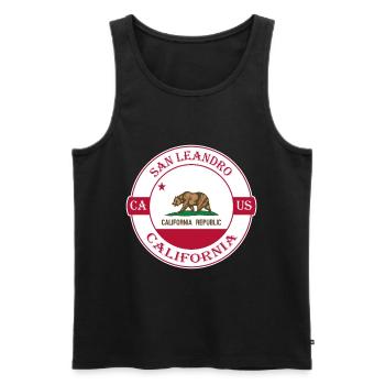 San Leandro California Flag USA Souvenir Badge - Men's Premium Organic Tank Top - black - Front - Michal (187cm)