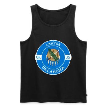 Lawton Oklahoma Flag USA Travel Souvenir Badge - Men's Premium Organic Tank Top - black - Front - AI Model Male 178 light (178cm)