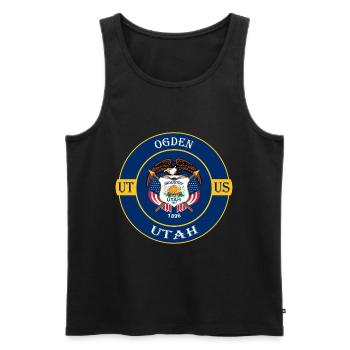 Ogden Utah Flagge USA Reise Souvenir Abzeichen - Männer Premium Bio Tank Top - Schwarz - Vorne - Michal (187cm)