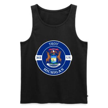 Troy Michigan Flagge USA Reise Souvenir Abzeichen - Männer Premium Bio Tank Top - Schwarz - Vorne - AI Model Male 178 light (178cm)