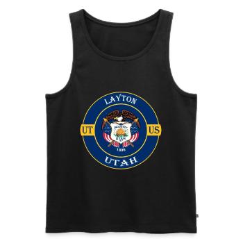 Layton Utah Flagge USA Reise Souvenir Abzeichen - Männer Premium Bio Tank Top - Schwarz - Vorne - Michal (187cm)