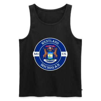 Westland Michigan Flagge USA Reise Souvenir Abzeichen - Männer Premium Bio Tank Top - Schwarz - Vorne - Michal (187cm)