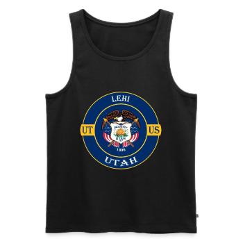 Lehi Utah Flagge USA Reise Souvenir Abzeichen - Männer Premium Bio Tank Top - Schwarz - Vorne - Michal (187cm)