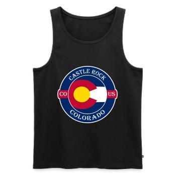 Castle Rock Colorado Flag USA Souvenir Badge - Débardeur bio Premium Homme - noir - Devant - AI Model Male 178 light (178cm)