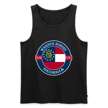 Warnr Robins Georgia Flagge USA Siegel Stempel Abzeichen - Männer Premium Bio Tank Top - Schwarz - Vorne - Michal (187cm)