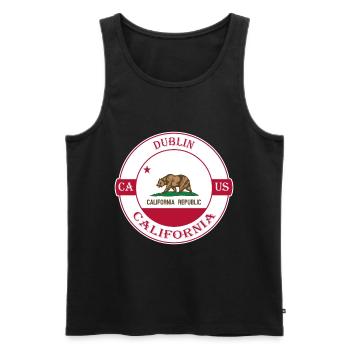 Dublin California Flag USA Travel Souvenir Badge - Débardeur bio Premium Homme - noir - Devant - Michal (187cm)