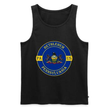 Bethlehem Pennsylvania Flag USA Souvenir Badge - Men's Premium Organic Tank Top - black - Front - Michal (187cm)