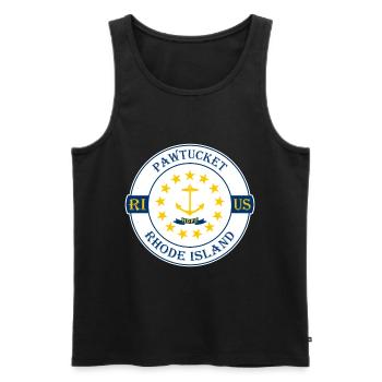 Pawtucket Rhode Island Flag USA Souvenir Badge - Débardeur bio Premium Homme - noir - Devant - AI Model Male 178 light (178cm)