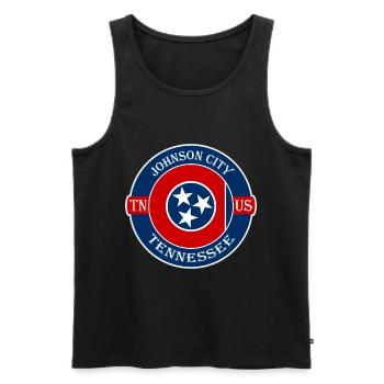 Johnson City Tennessee Flag USA Souvenir Badge - Men's Premium Organic Tank Top - black - Front - AI Model Male 178 light (178cm)