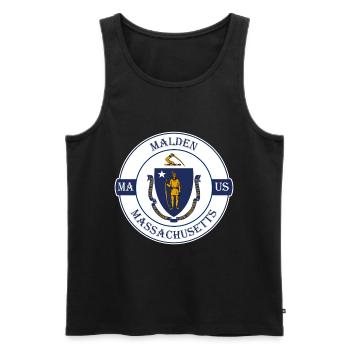 Malden Massachusetts Flag USA Souvenir Badge - Débardeur bio Premium Homme - noir - Devant - Michal (187cm)