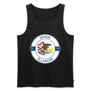 Skokie Illinois Flag USA Travel Souvenir Badge - Débardeur bio Premium Homme - noir - Devant - AI Model Male 178 light (178cm)