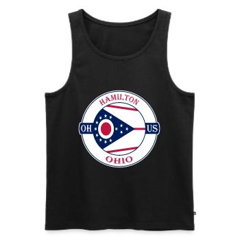 Hamilton Ohio Flag USA Travel Souvenir Badge - Men's Premium Organic Tank Top - black - Front - Michal (187cm)