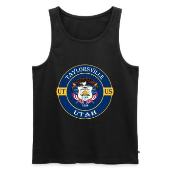 Taylorsville Utah Flagge USA Reise Souvenir Abzeichen - Männer Premium Bio Tank Top - Schwarz - Vorne - Michal (187cm)